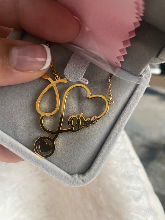 I ❤️healthcare stethoscope name necklace(Orders will be processed after 2/20)